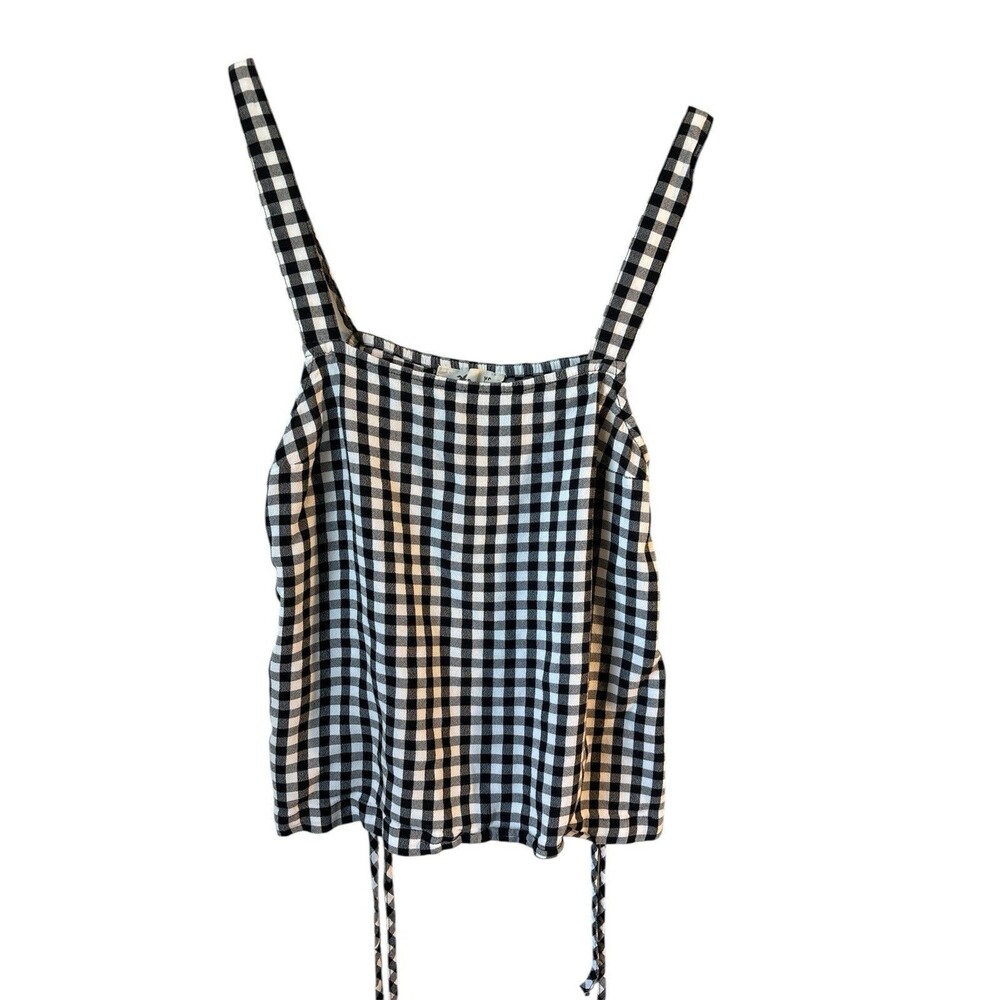 Hollister Black White Gingham Lace Up Tank Top XS cottagecore Boho preppy